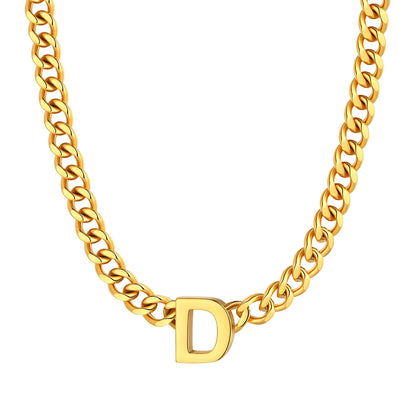 Initial D Cuban Chain Necklace Gold Plated