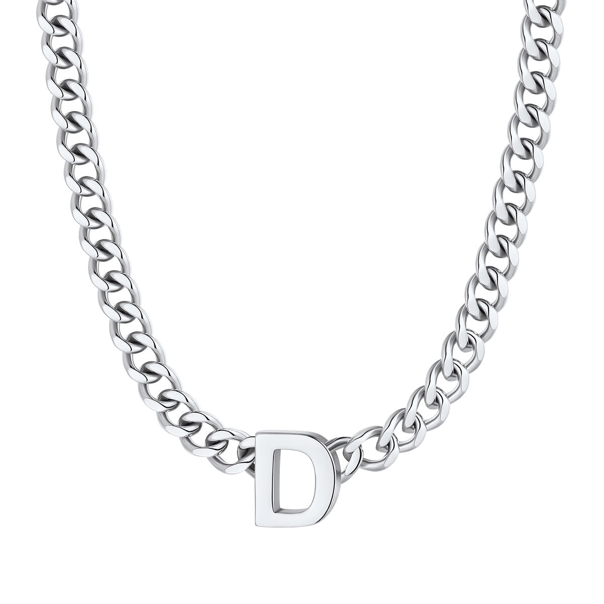 Initial D Cuban Chain Necklace Stainless Steel