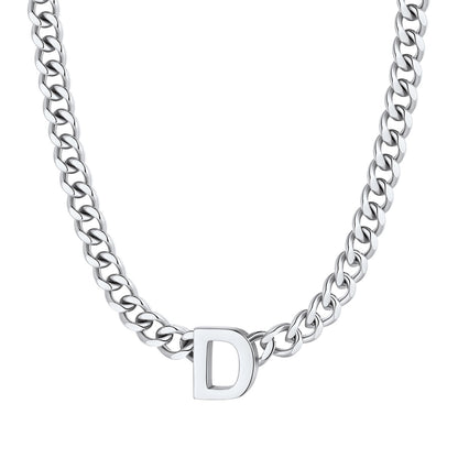 Initial D Cuban Chain Necklace Stainless Steel