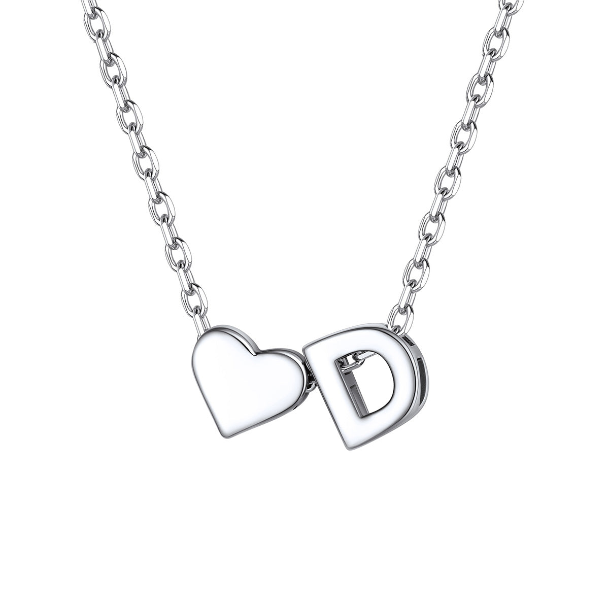 Initial D Heart Charm Necklace