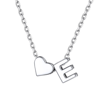 Initial E Heart Charm Necklace