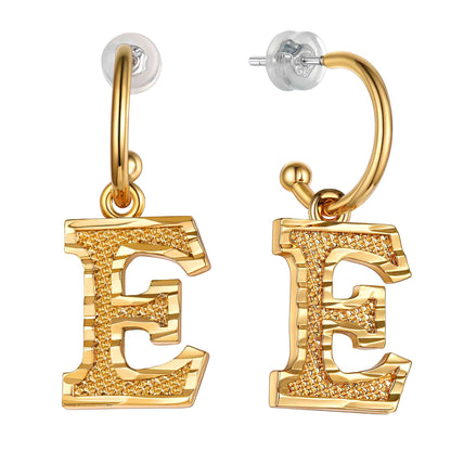 Initial E Hoop Earrings for Women