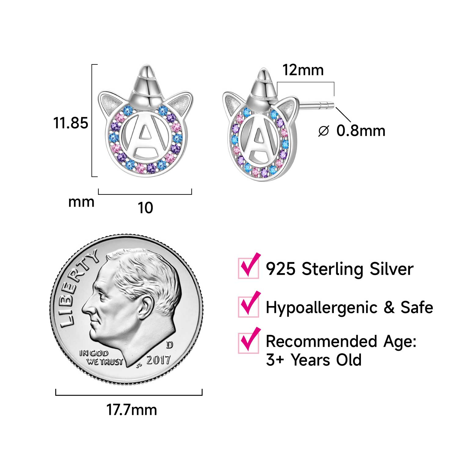 Initial Earrings Size