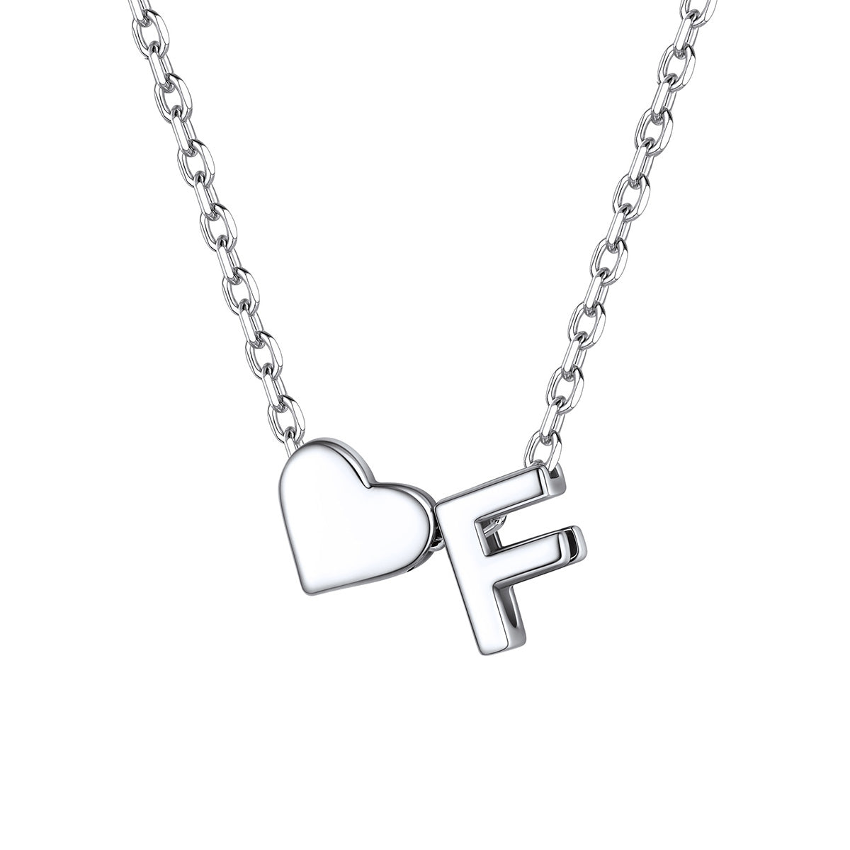 Initial F Heart Charm Necklace