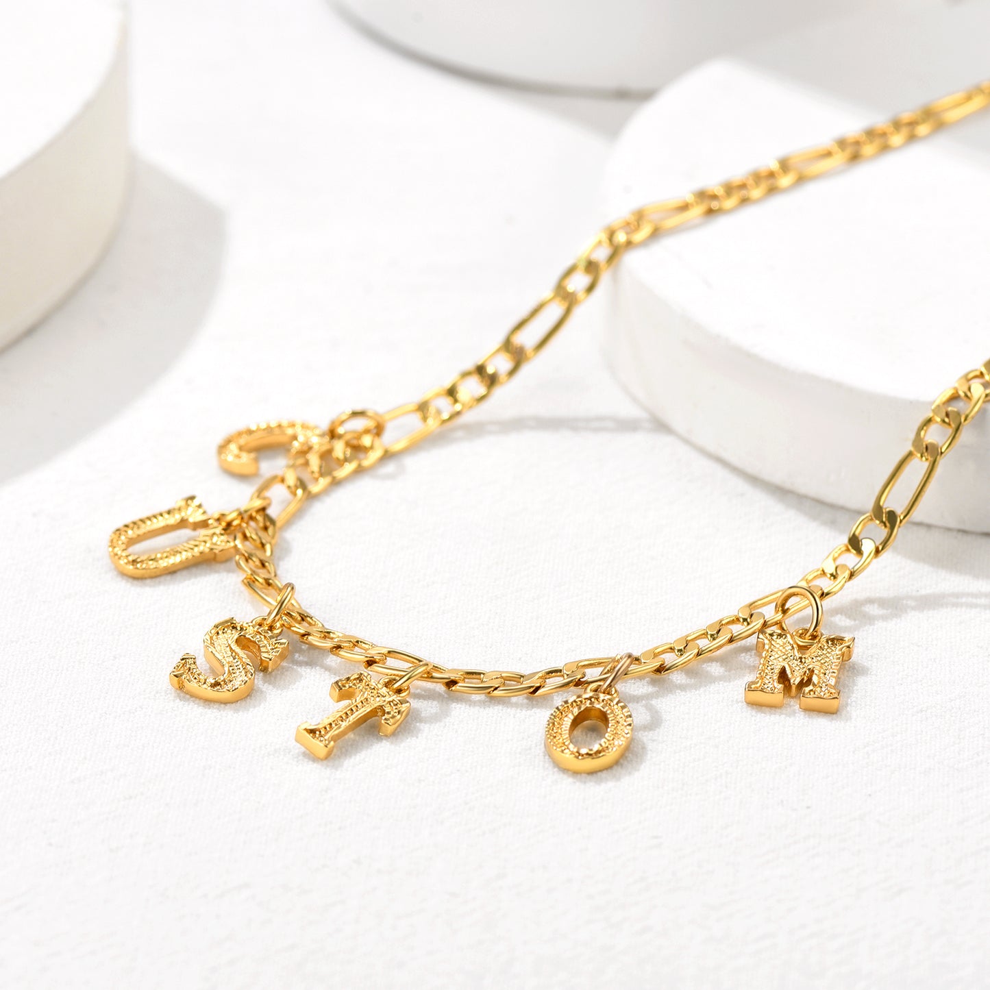 Initial Figaro Chain Choker Necklace