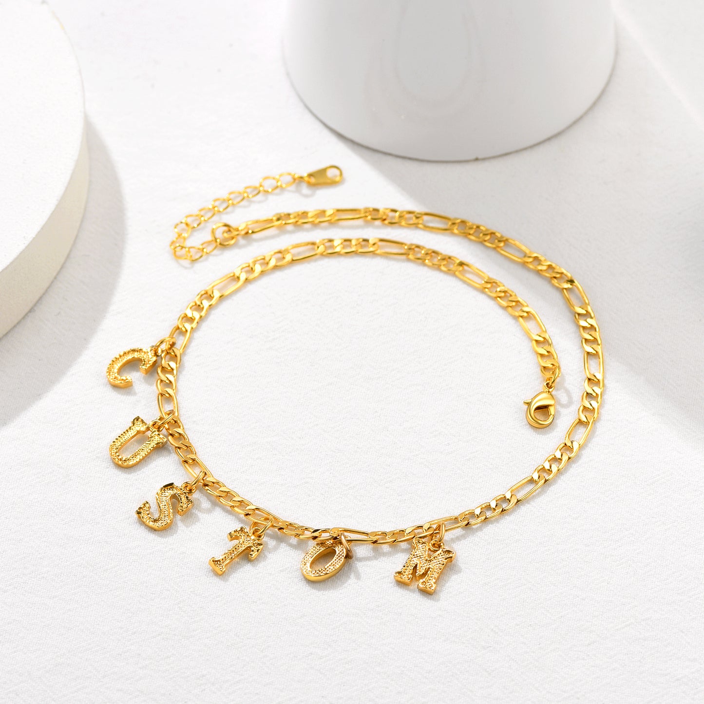 Initial Figaro Chain Choker Necklace Gold Plated