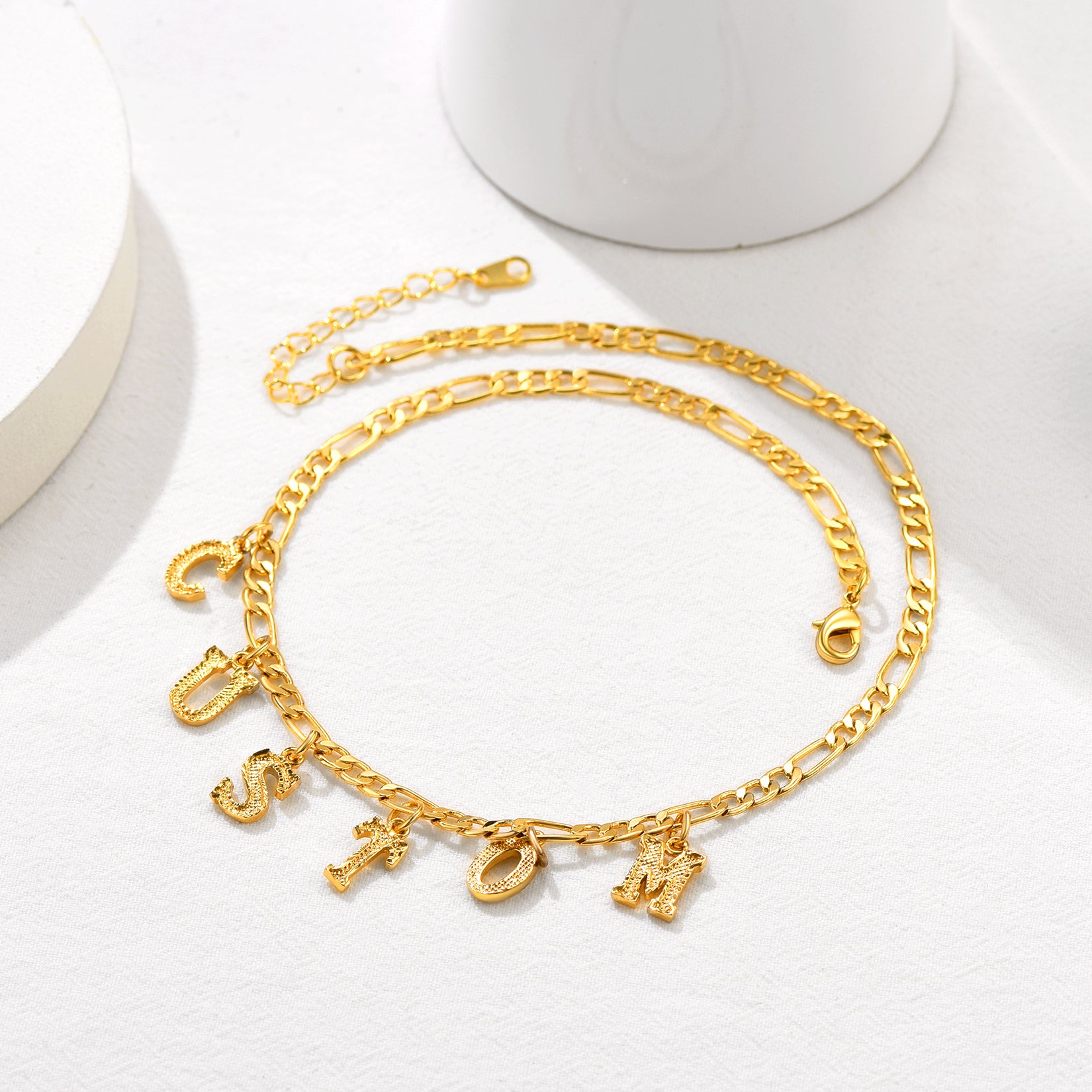 Initial Figaro Chain Choker Necklace Gold Plated
