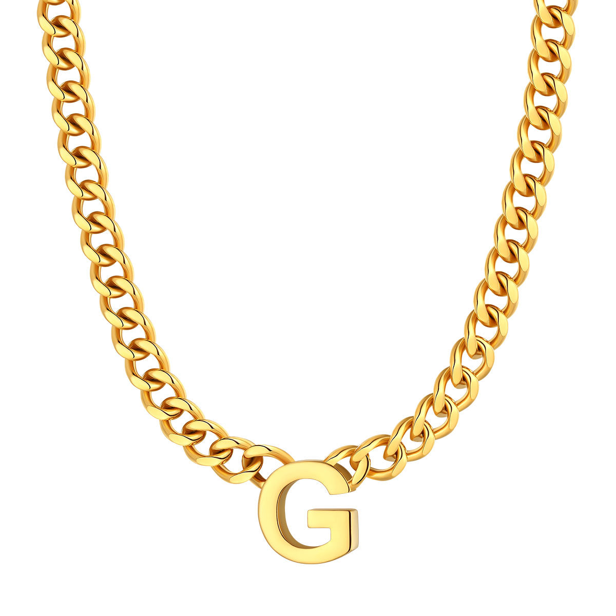 Initial G Cuban Chain Necklace Gold Plated