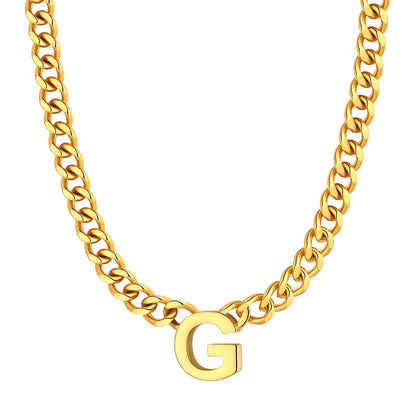 Initial G Cuban Chain Necklace Gold Plated