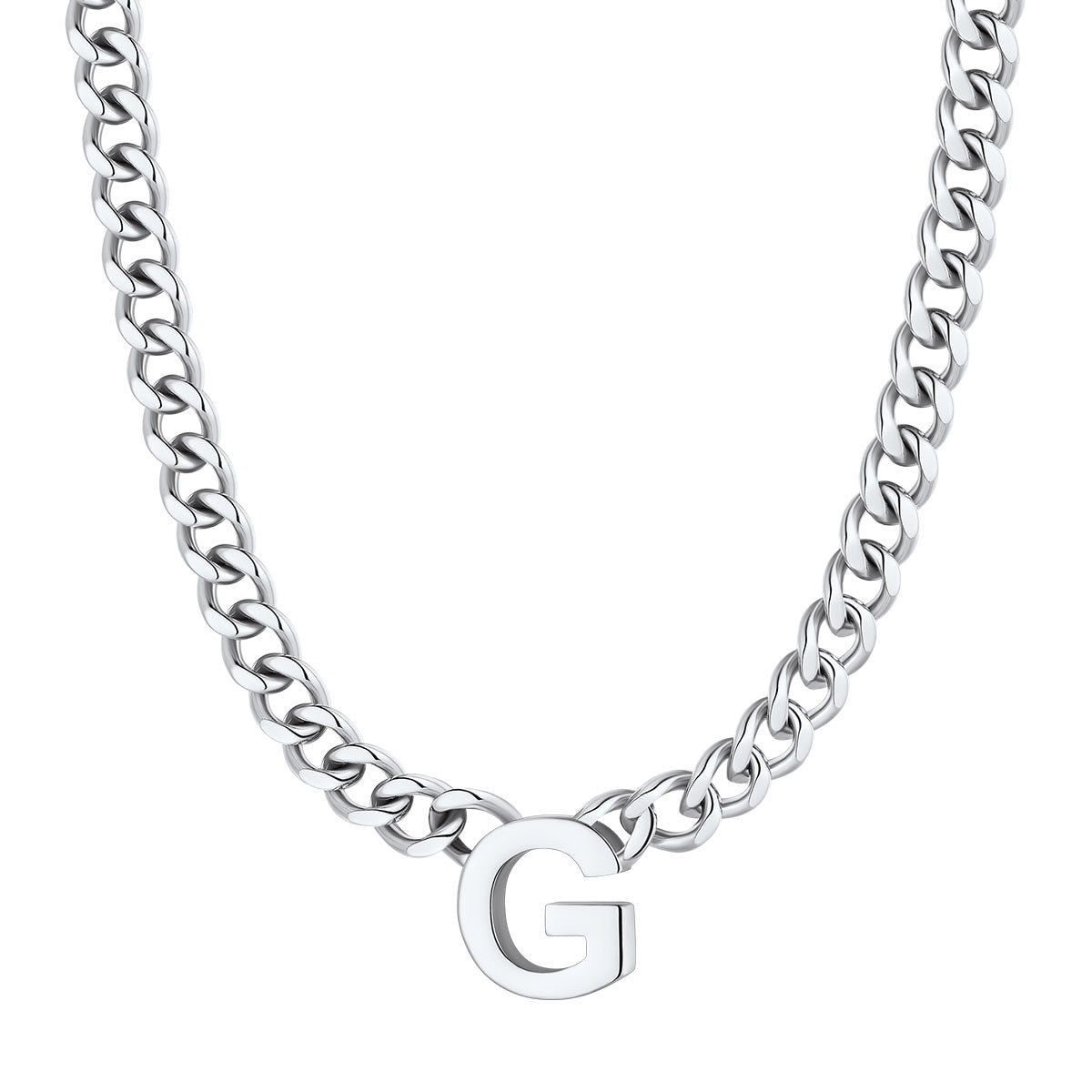 Initial G Cuban Chain Necklace Stainless Steel