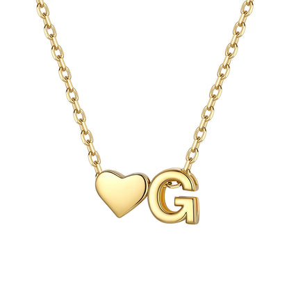 Initial G Heart Charm Necklace Gold Plated