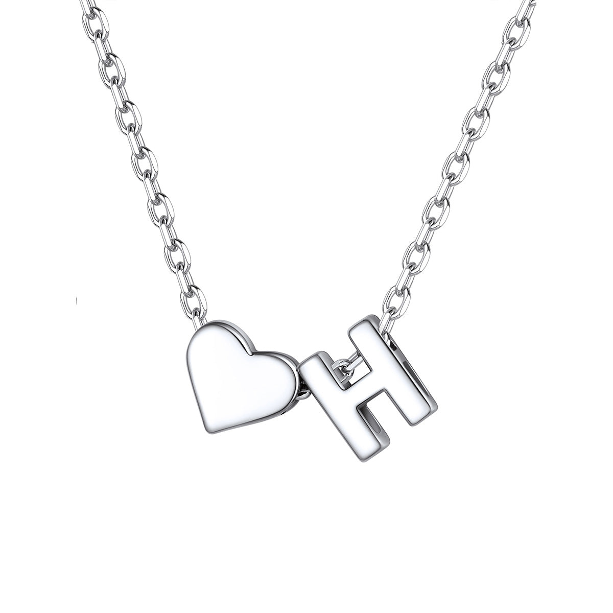 Initial H Heart Charm Necklace