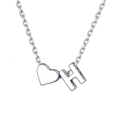Initial H Heart Charm Necklace