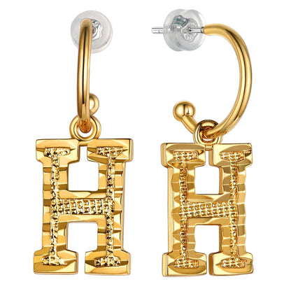 Initial H Hoop Earrings for Women