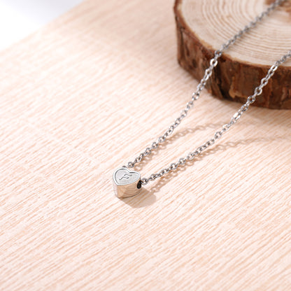 Initial Heart Necklace in Stainless Steel