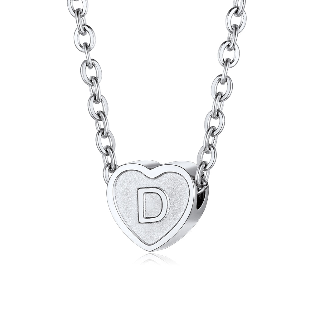 Initial Heart Necklace in stainless steel Letter D