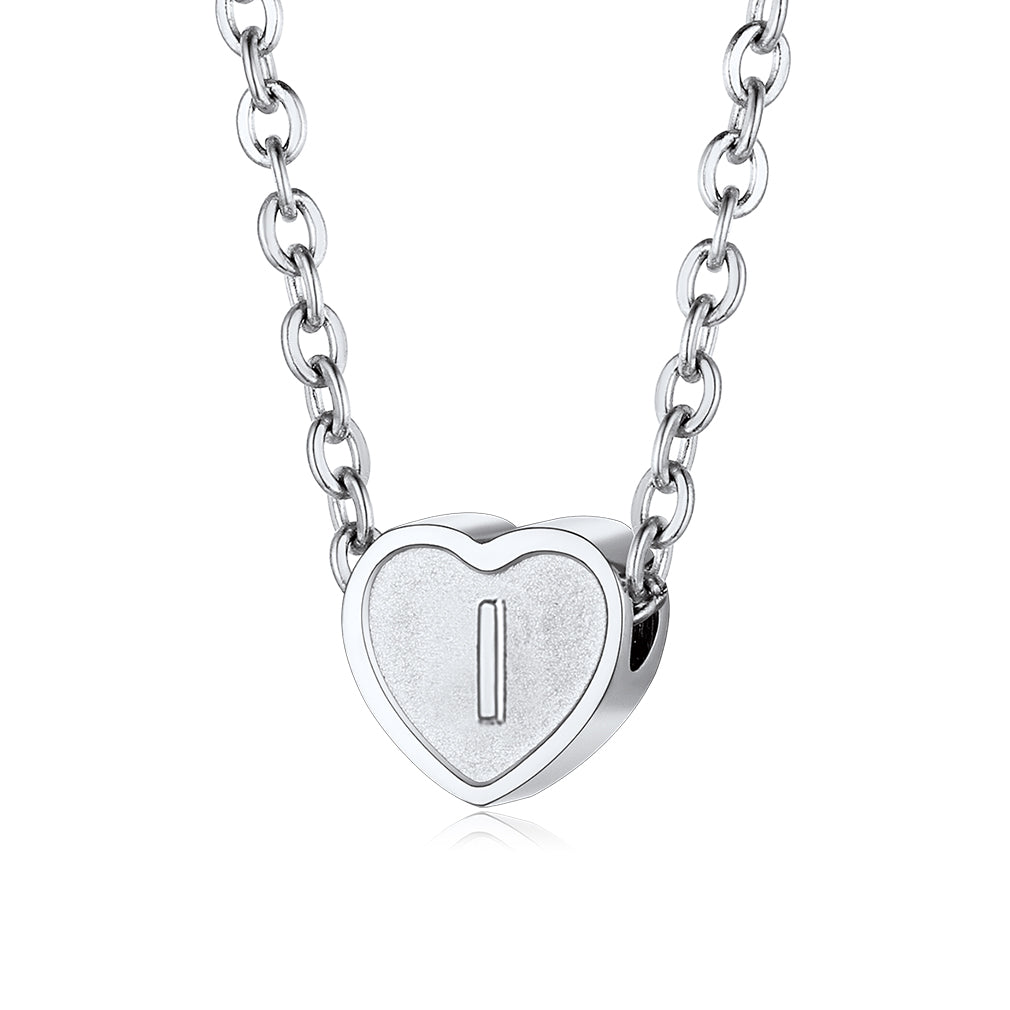 Initial Heart Necklace in stainless steel Letter I