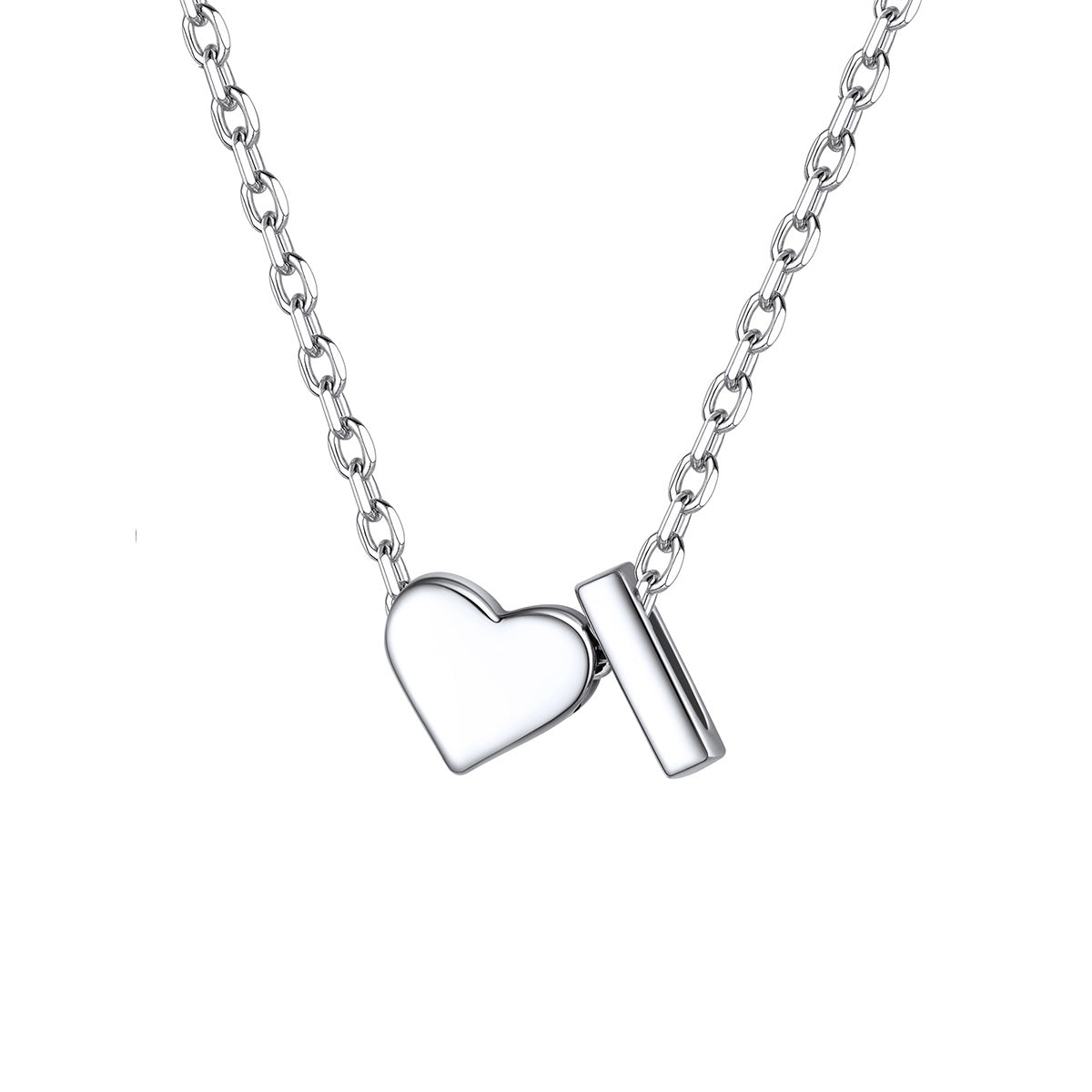 Initial I Heart Charm Necklace
