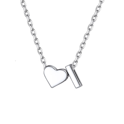 Initial I Heart Charm Necklace