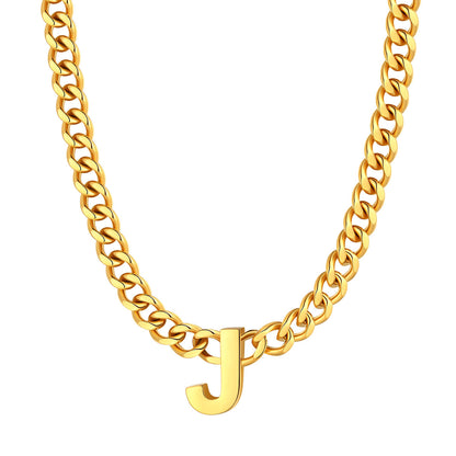 Initial J Cuban Chain Necklace Gold Plated