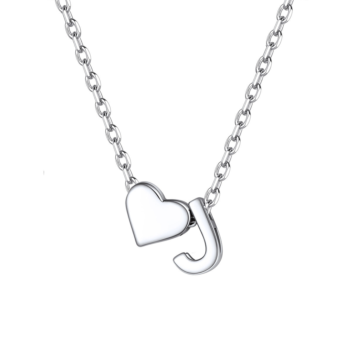 Initial J Heart Charm Necklace
