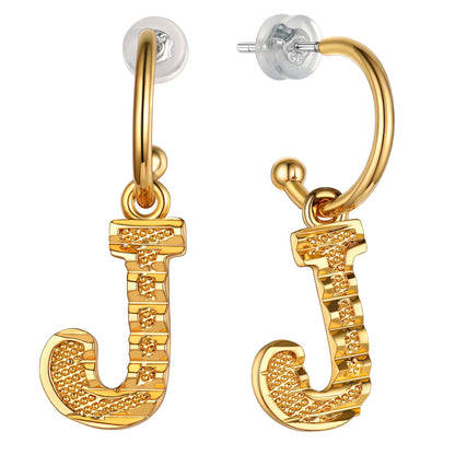 Initial J Hoop Earrings for Women