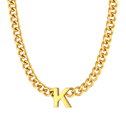 Initial K Cuban Chain Necklace Gold Plated