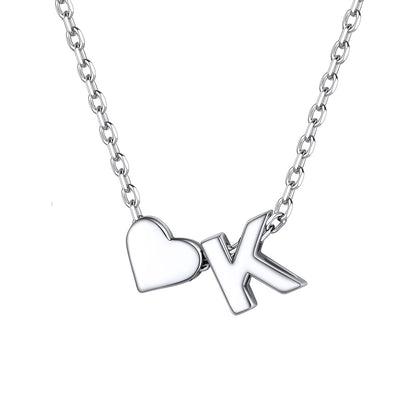 Initial K Heart Charm Necklace