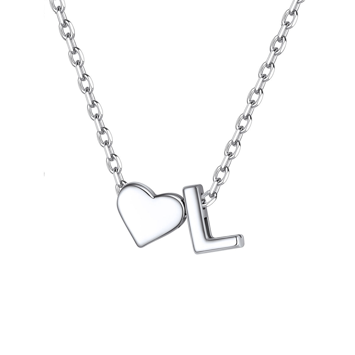 Initial L Heart Charm Necklace