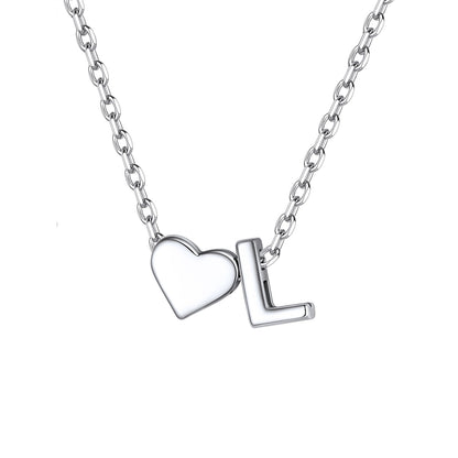 Initial L Heart Charm Necklace