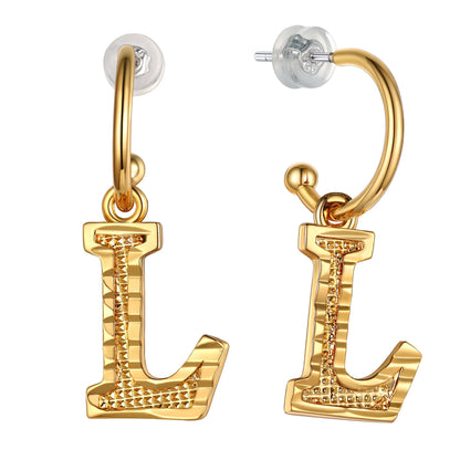 Initial L Hoop Earrings for Women
