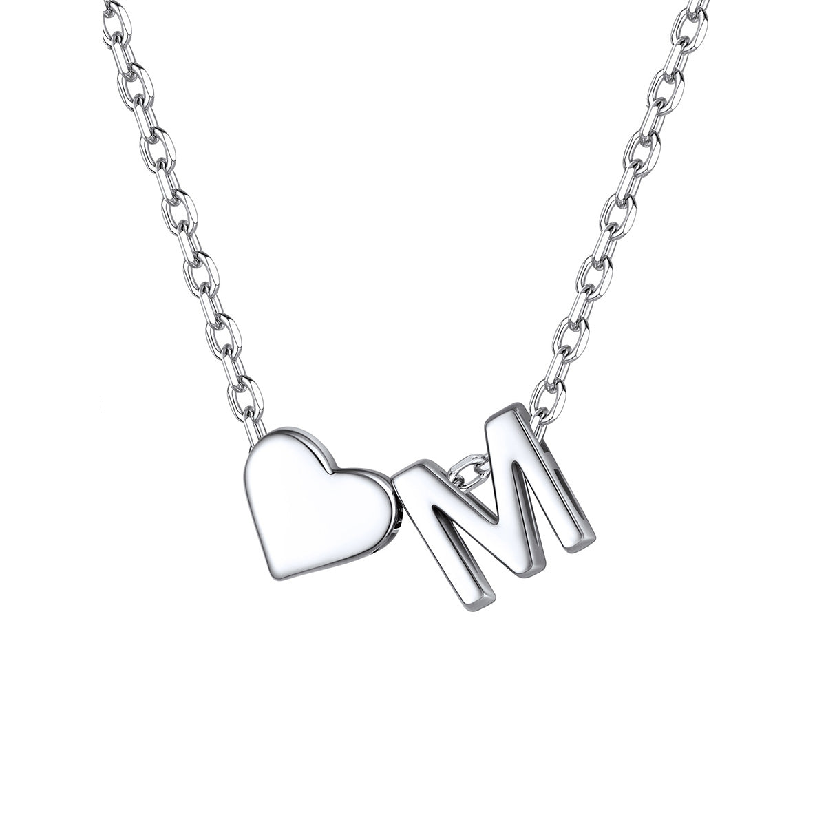 Initial M Heart Charm Necklace
