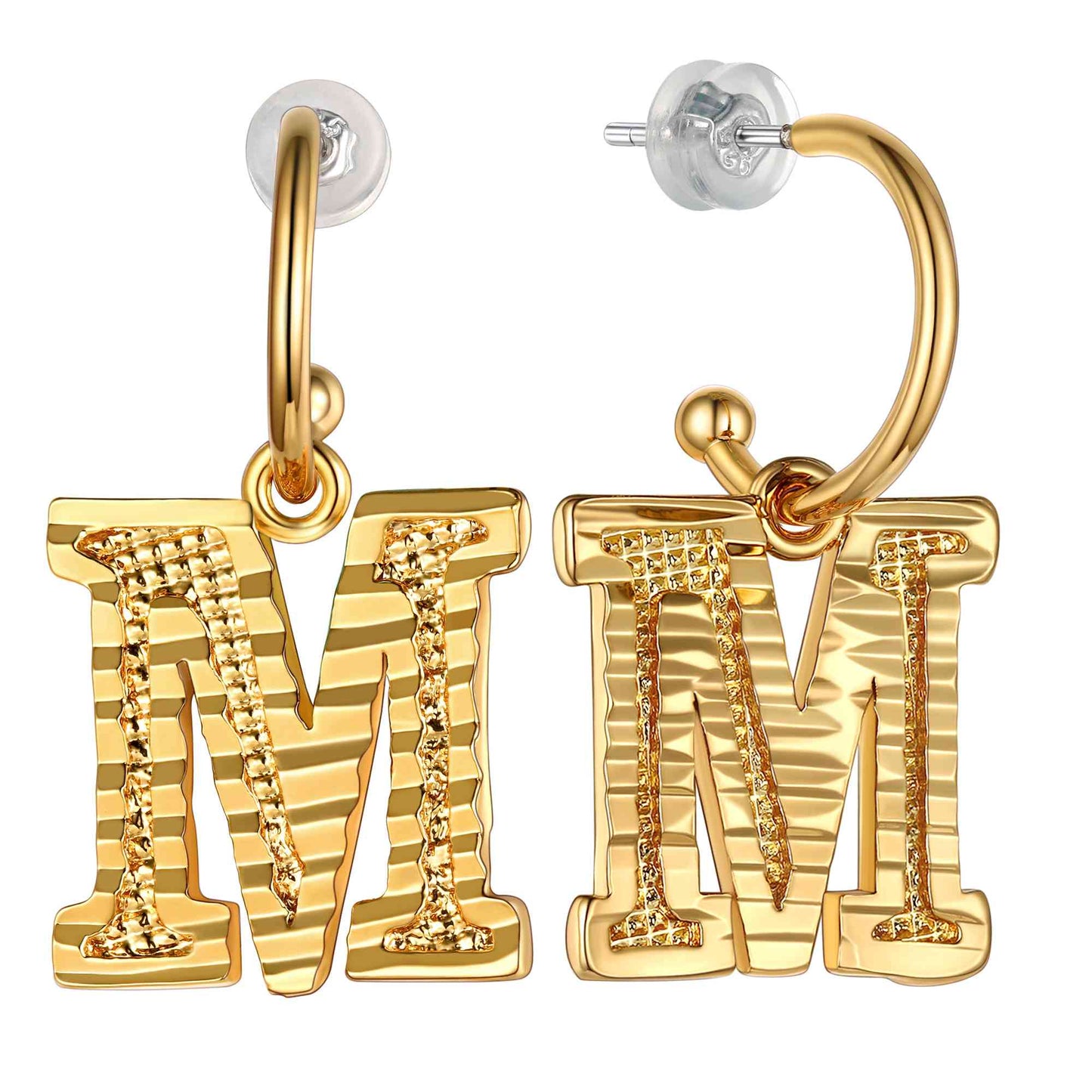 Initial M Hoop Earrings for Women
