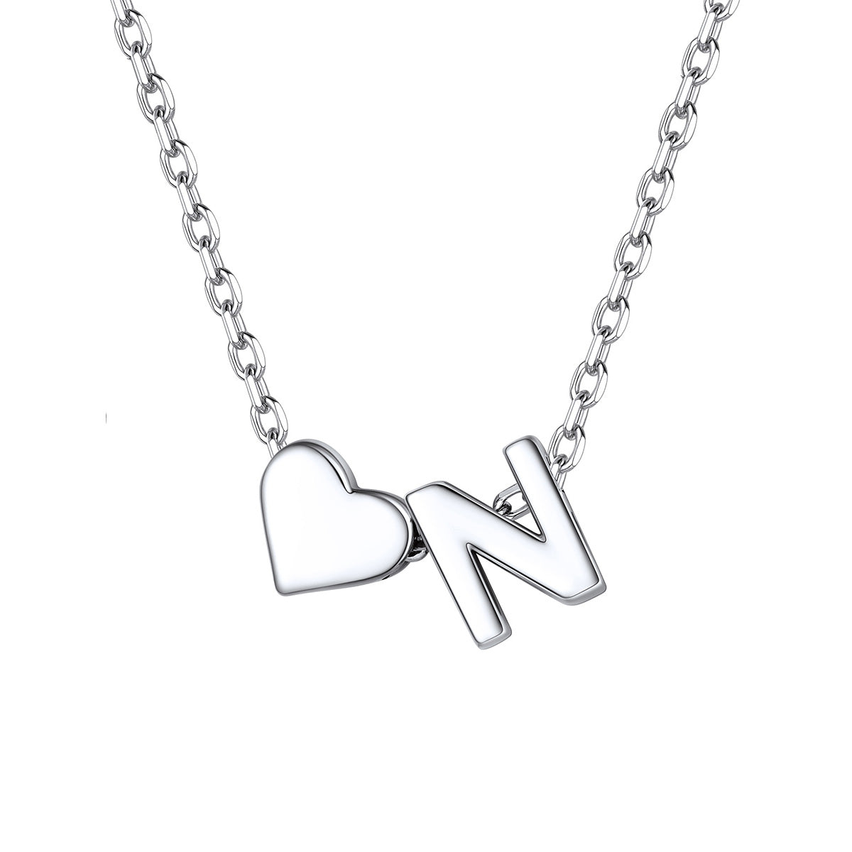 Initial N Heart Charm Necklace