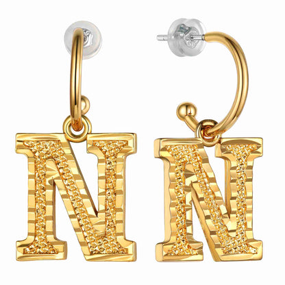 Initial N Hoop Earrings for Women