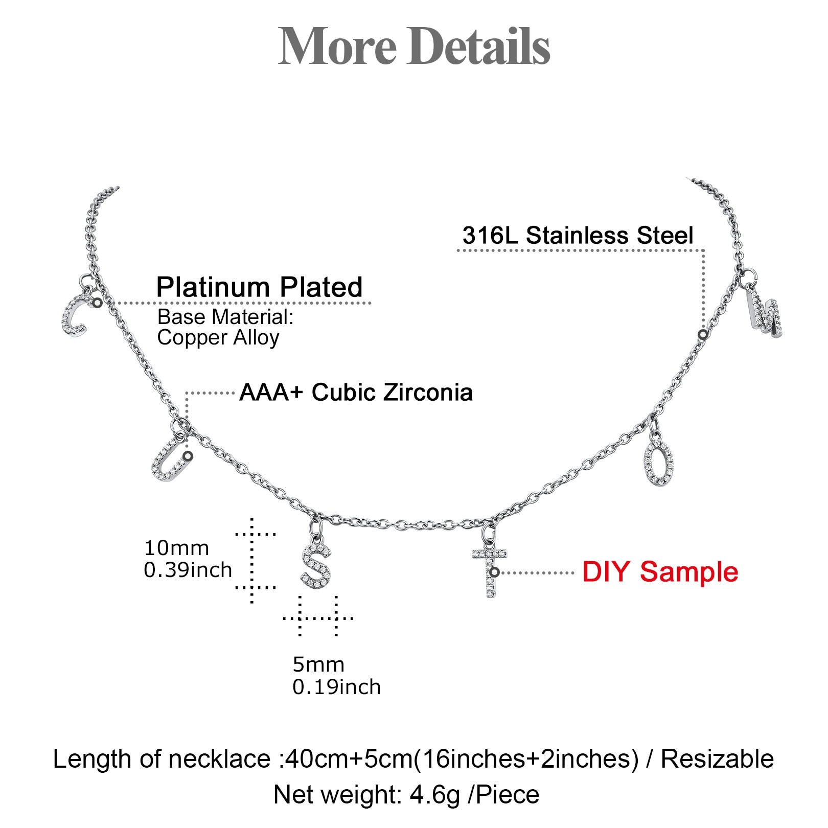 Initial Name Choker Necklace Dimension, Solid, Durable