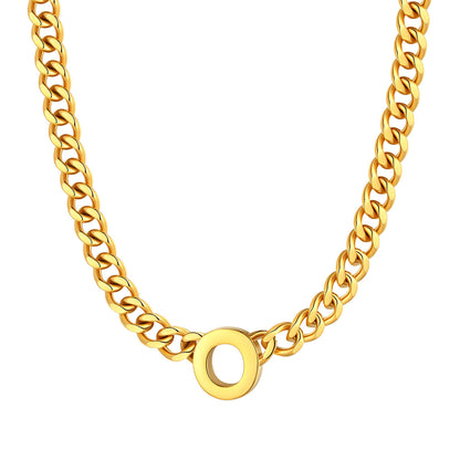 Initial O Cuban Chain Necklace Gold Plated