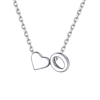 Initial O Heart Charm Necklace