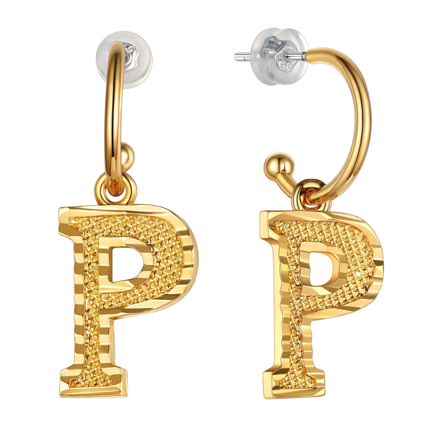 Initial P Hoop Earrings for Women