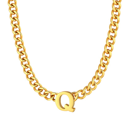 Initial Q Cuban Chain Necklace Gold Plated