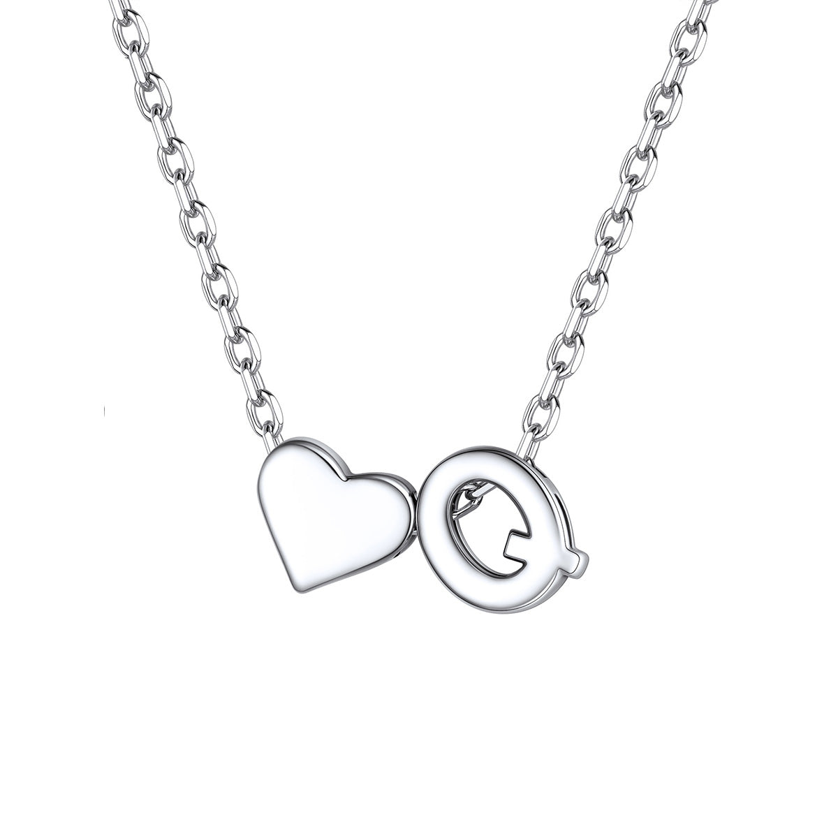 Initial Q Heart Charm Necklace