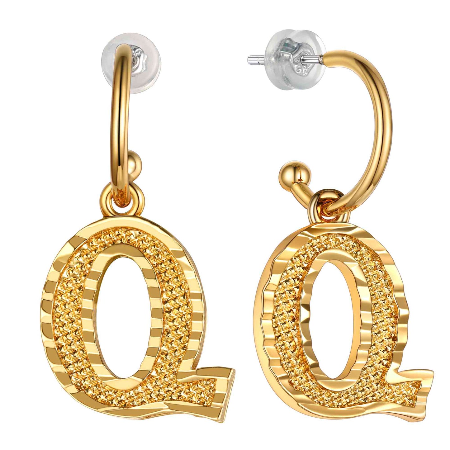 Initial Q Hoop Earrings for Women