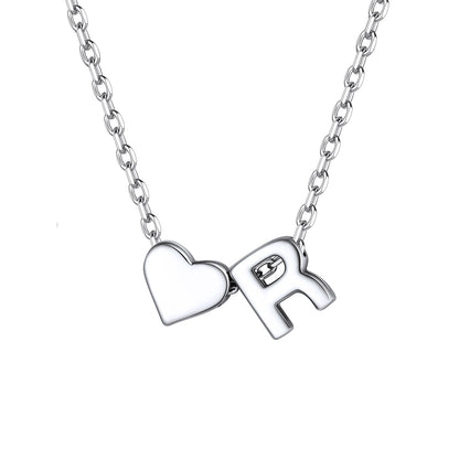 Initial R Heart Charm Necklace