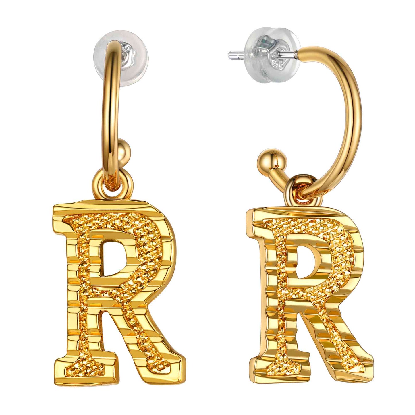Initial R Hoop Earrings for Women