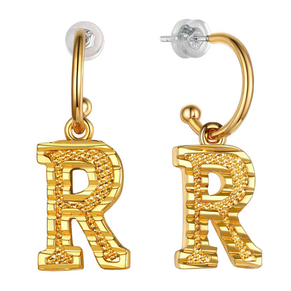 Initial R Hoop Earrings for Women