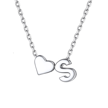 Initial S Heart Charm Necklace