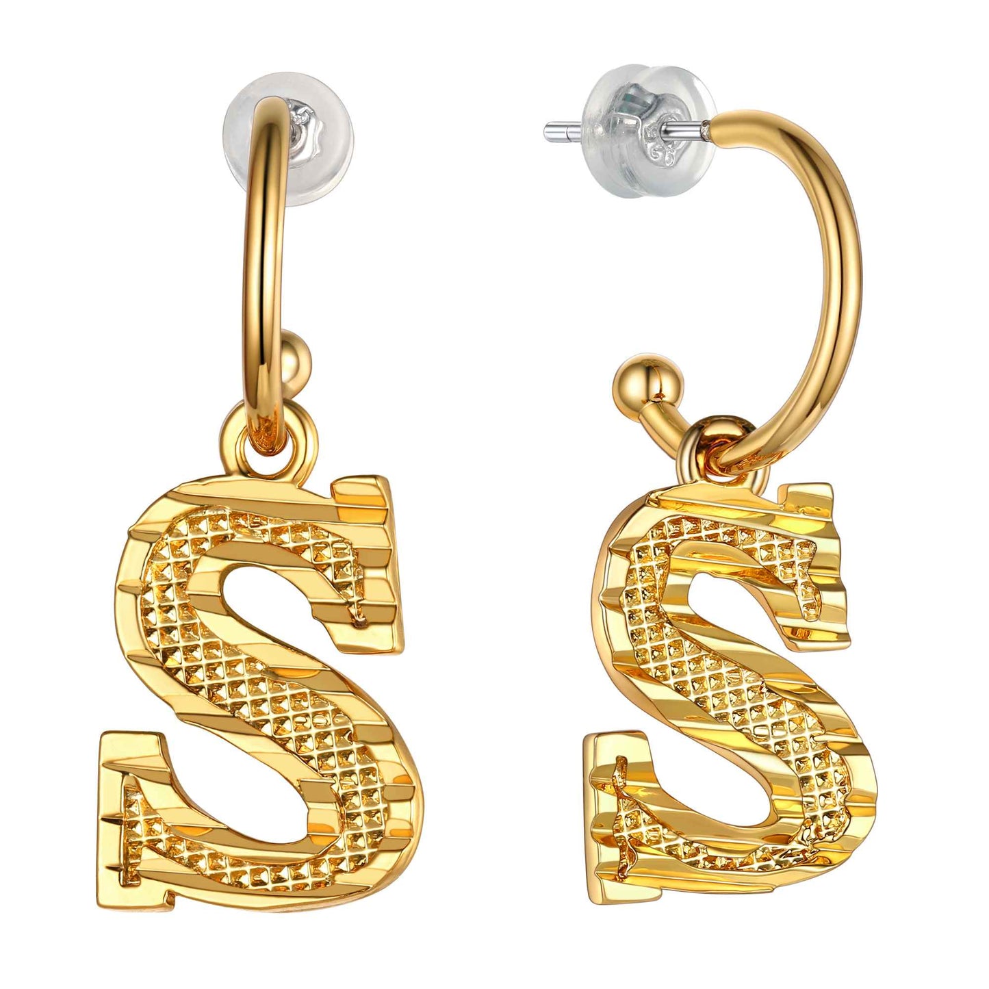 Initial S Hoop Earrings for Women