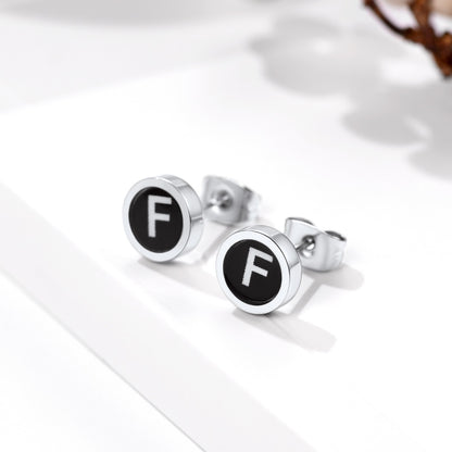 Initial Stud Earrings with letter F
