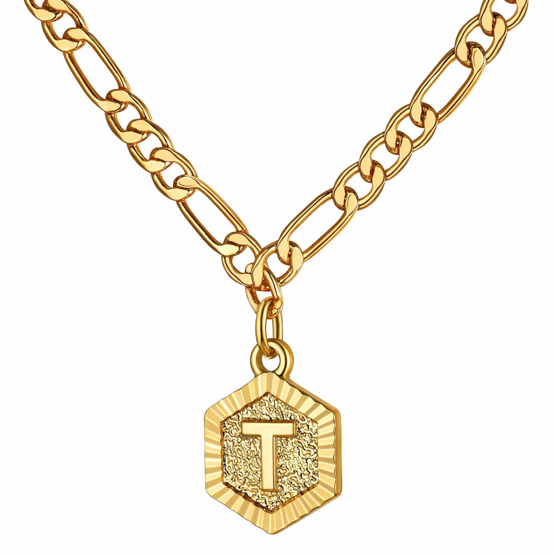 Initial T Charm Figaro Chain Necklace