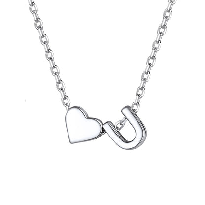 Initial U Heart Charm Necklace